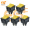 KCD4 30A 250V AC DPST ON-OFF Yellow Color 4 Pin Rocker Switch Pack of 5